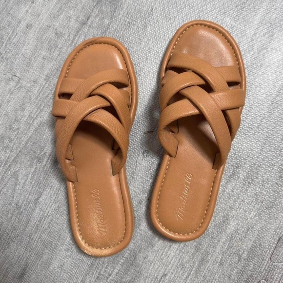 Madewell Shoes - Madewell Leather Criss Cross Slide‎ Sandals Women's 8.5 Color Tan